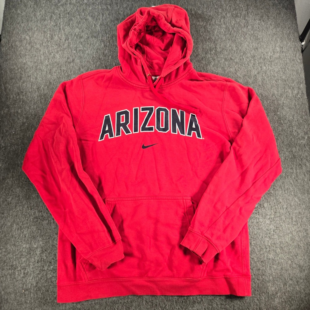 Nike Vintage Arizona Hoodie Mens Large Red NCAA Wildcats Pullover Distressed